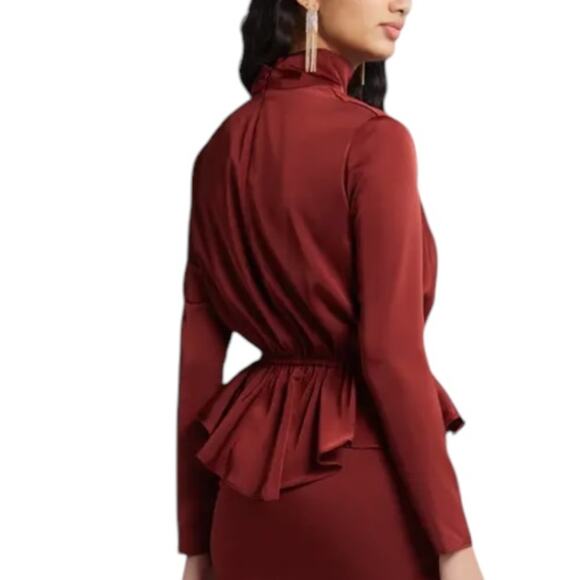 NWOT Nikki Lund Roxy Long Sleeve Burgundy Top - Sz Large - Picture 2 of 6